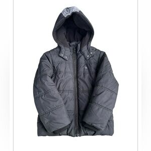 Calvin Klein Jeans Kid's Black/Grey Full Zip Puffer Hooded Logo Jacket Size 6